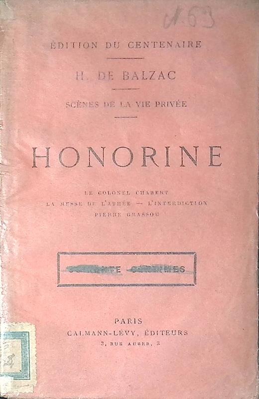 Scenes de la vie privee Honorine - - Calmann-Levy Editeurs - copertina