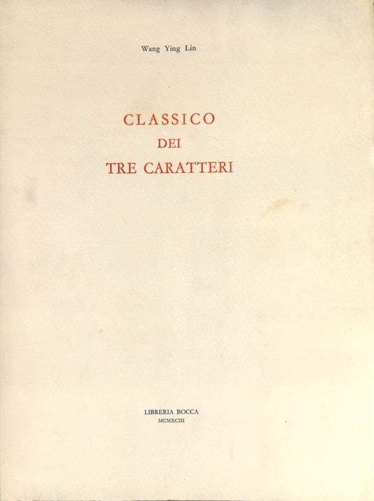 Classico dei tre caratteri - copertina