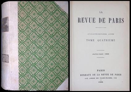 La revue de Paris. Tome Quatrieme. Juillet-Aout 1935 - copertina