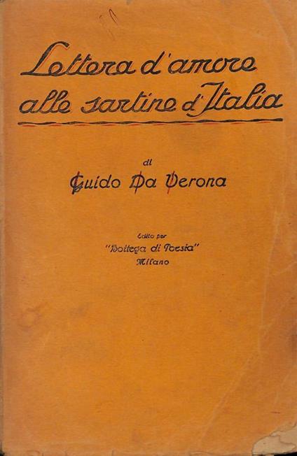 Lettera d'amore alle sartine d'Italia - Guido Da Verona - copertina