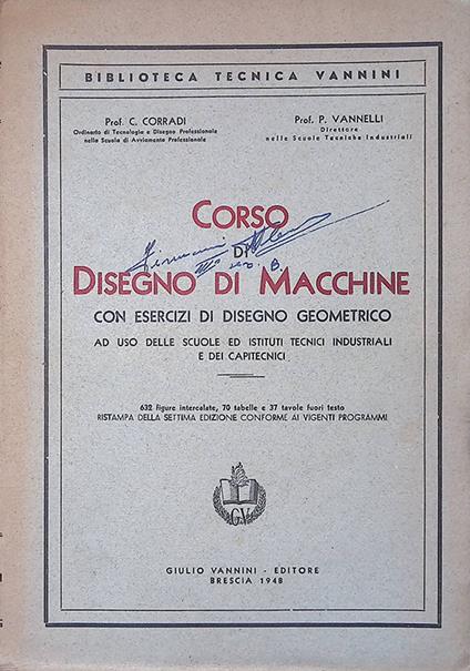 Corso di disegno di macchine con esercizi di disegno geometrico - copertina