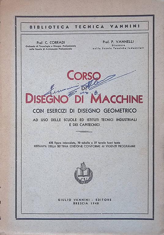 Corso di disegno di macchine con esercizi di disegno geometrico - copertina