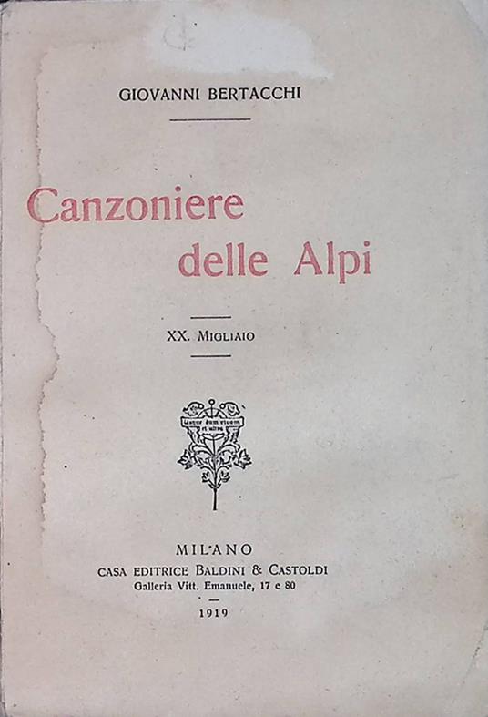 Canzoniere delle Alpi - copertina