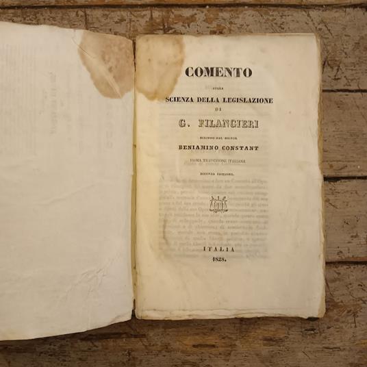 Comento sulla scienza della legislazione di G. Filangieri. Prima traduzione italiana - Benjamin Constant - copertina