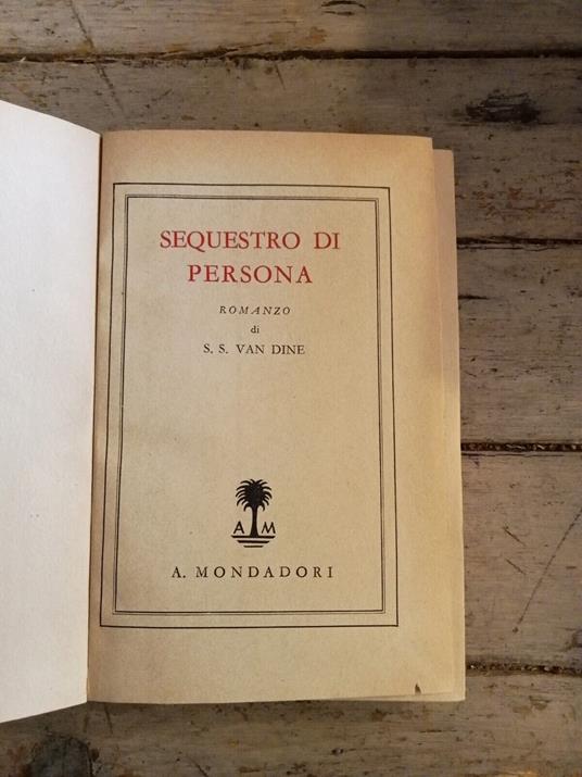 Sequestro di persona - S. S. Van Dine - copertina