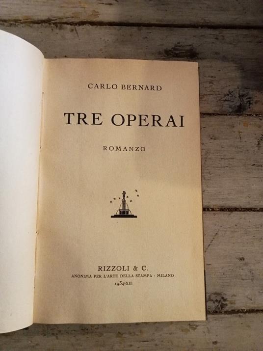 Tre operai - Carlo Bernard - copertina