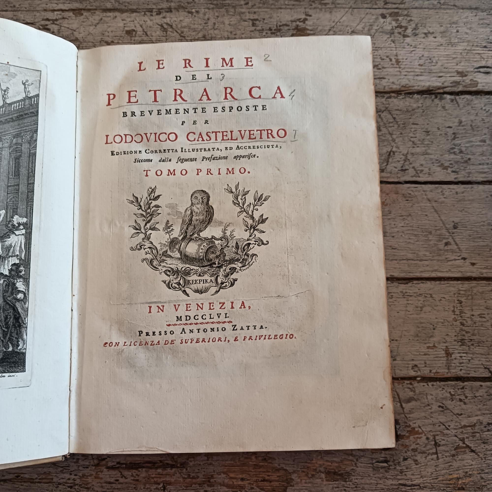 Le rime del Petrarca. Tomo primo