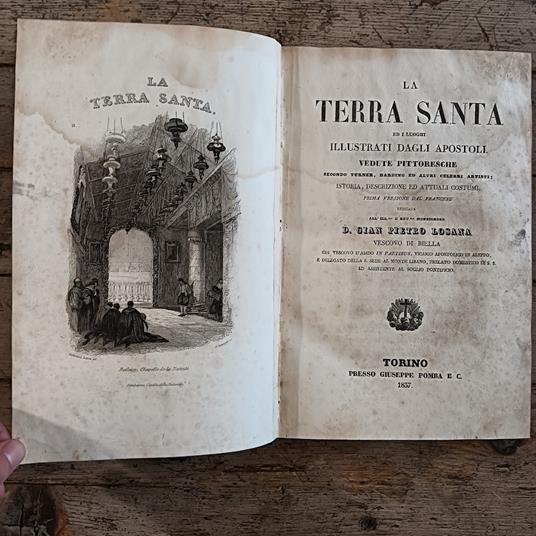 La Terra Santa ed i luoghi illustrati dagli apostoli. Vedute pittoresche secondo Turner, Harding ed altri celebri artisti. Istoria, descrizione ed attuali costumi. Prima versione italiana - Giuseppe Pomba - copertina