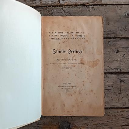 Studio critico: gli attori italiani da Gustavo Modena a Ermete Novelli - copertina