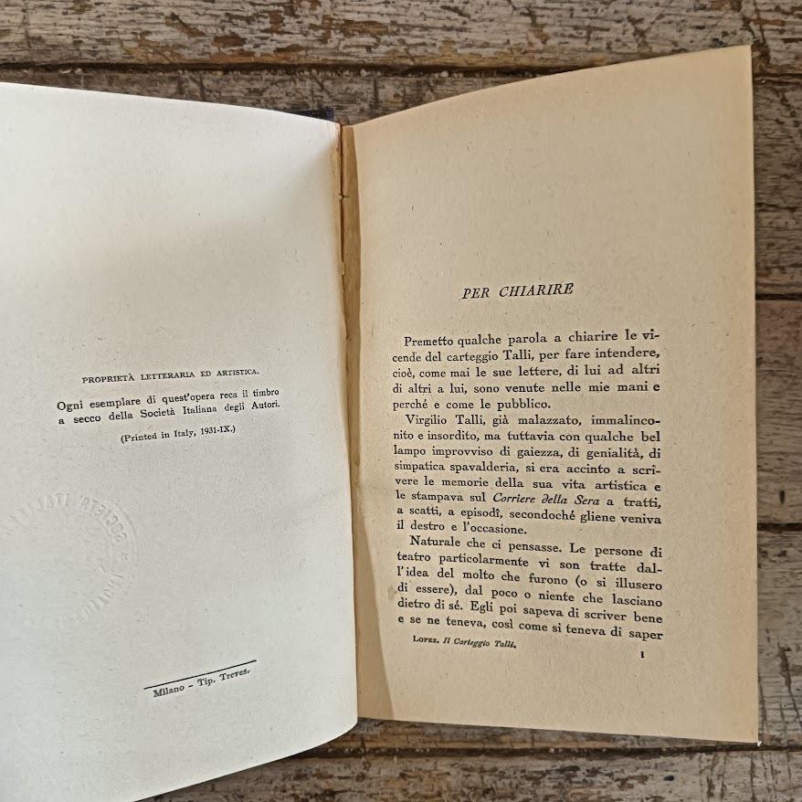 Dal carteggio di Virgilio Talli raccolto da Egisto Ruggero