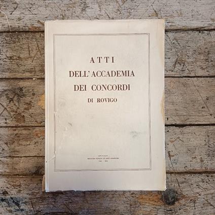 Atti dell'Accademia dei Concordi di Rovigo. Volume III - copertina