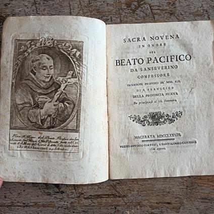 Sacra novena in onore del Beato Pacifico da Sanseverino confessore, sacerdote professo dè min. rif. di S. Francesco della Provincia picena - copertina