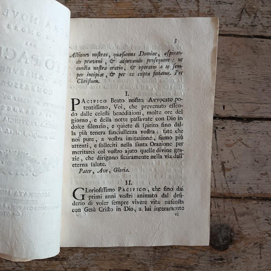 Sacra novena in onore del Beato Pacifico da Sanseverino confessore, sacerdote professo dè min. rif. di S. Francesco della Provincia picena