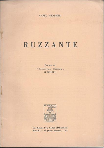 Ruzzante - Carlo Grabher - copertina