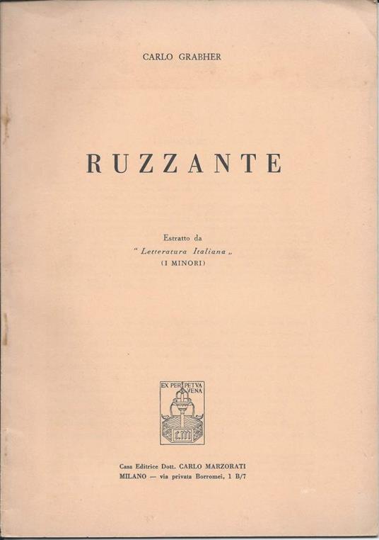 Ruzzante - Carlo Grabher - copertina