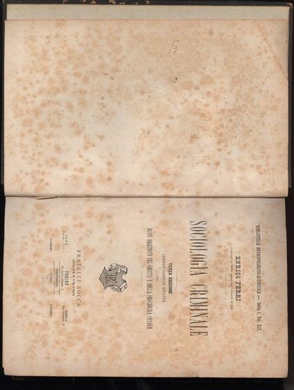 Sociologia Criminale(Fine 1800) - Enrico Ferri - copertina