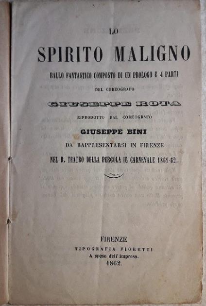Lo Spirito Maligno(1862) - Giuseppe Rota - copertina