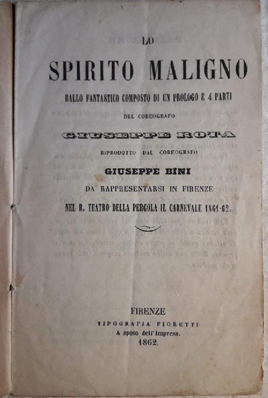 Lo Spirito Maligno(1862) - Giuseppe Rota - copertina