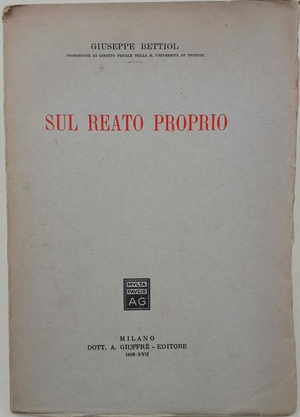 Sul reato proprio - copertina