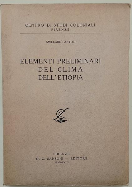 Elementi preliminari del clima dell'Etiopia - copertina