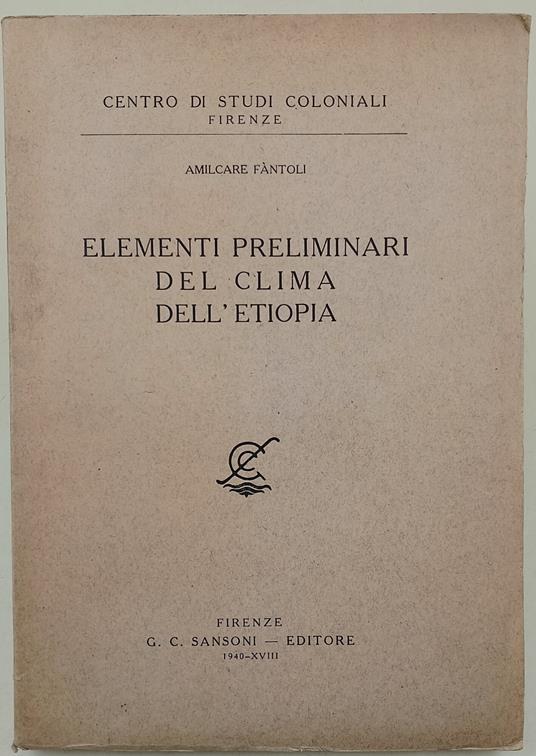 Elementi preliminari del clima dell'Etiopia - copertina