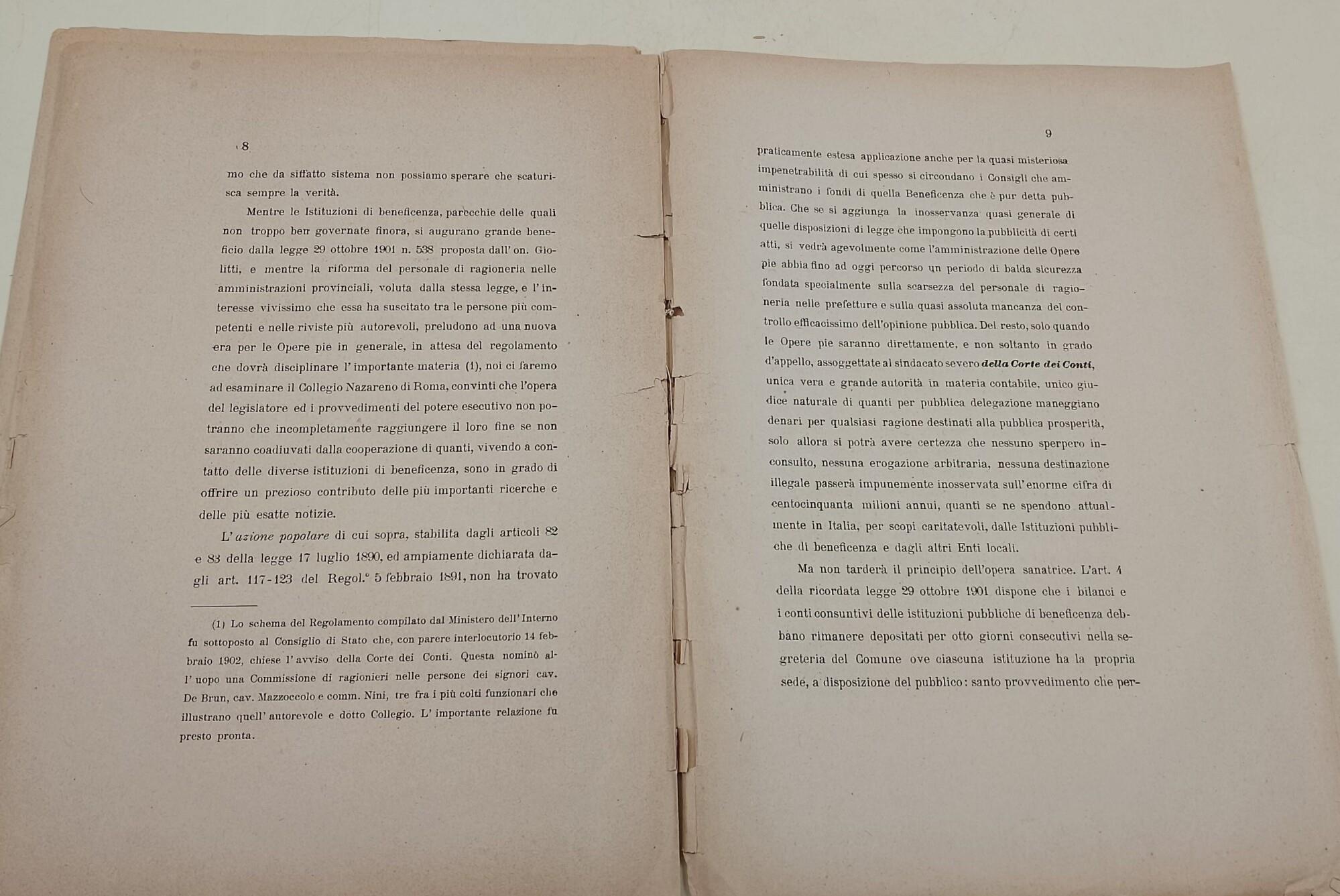 Il collegio Nazareno di Roma come opera pia e come istituto scolastico