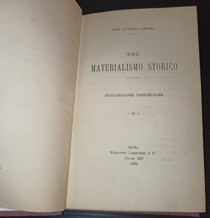 Del materialismo storico-dilucidazione preliminare - Antonio Labriola - copertina