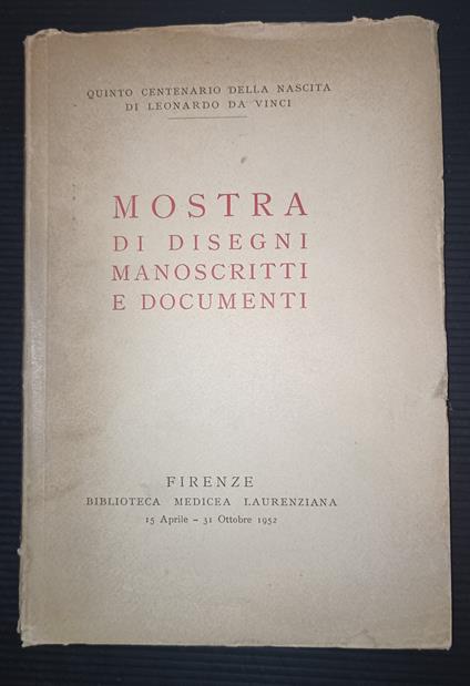 Mostra di disegni manoscritti e documenti - copertina