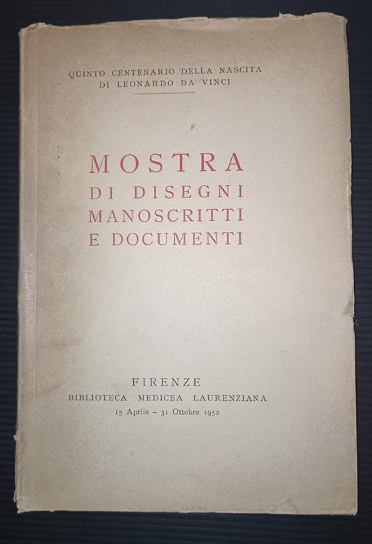 Mostra di disegni manoscritti e documenti - copertina