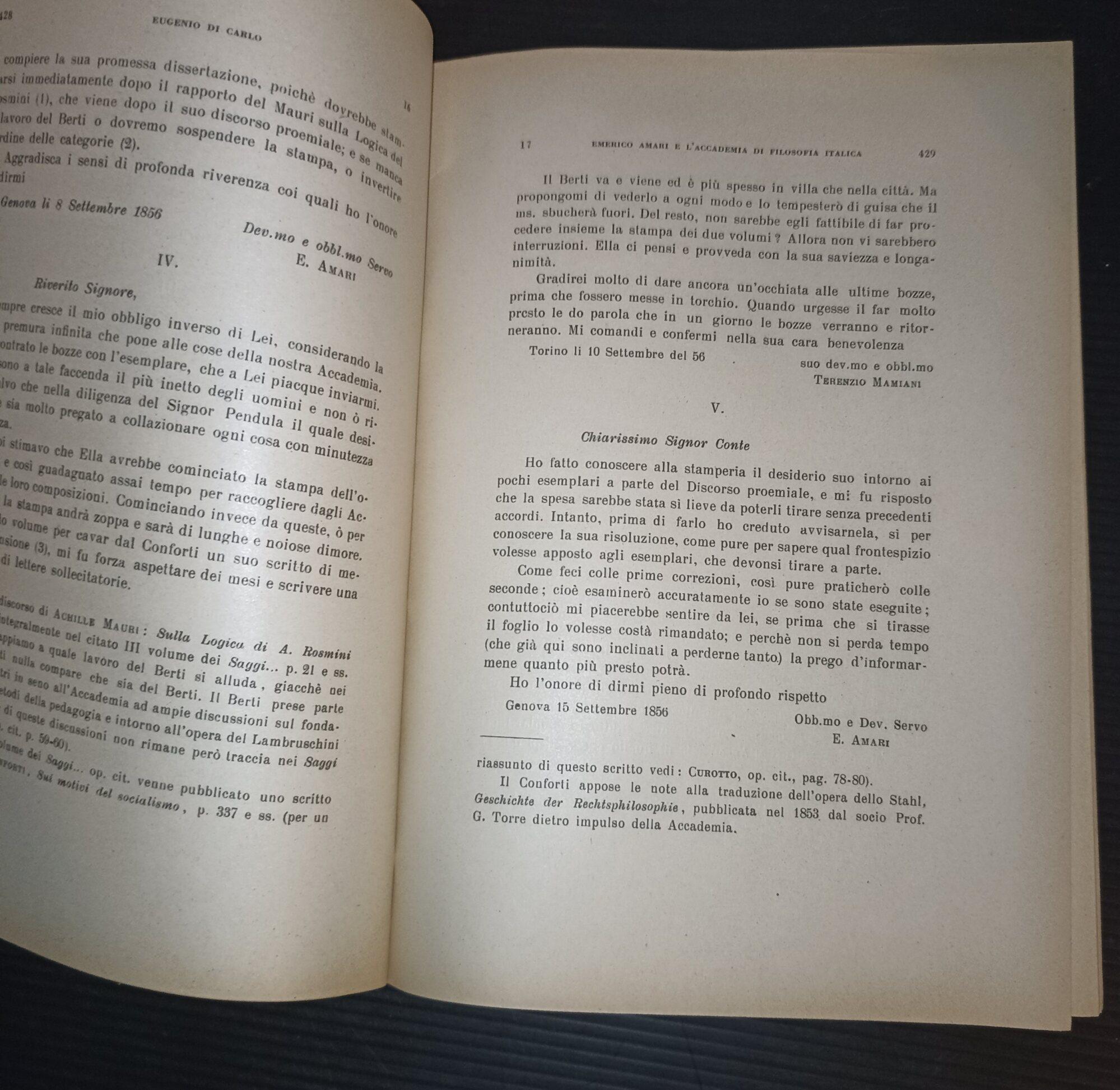 Emerico Amari e l'Accademia di filosofia italica