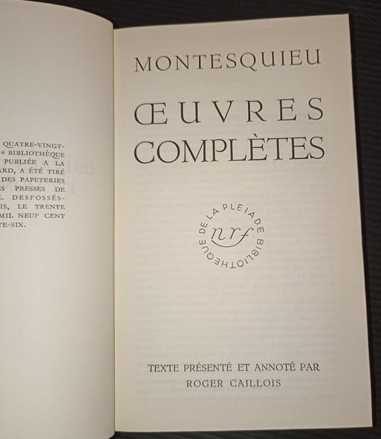 Oeuvres complètes - Charles L. de Montesquieu - copertina