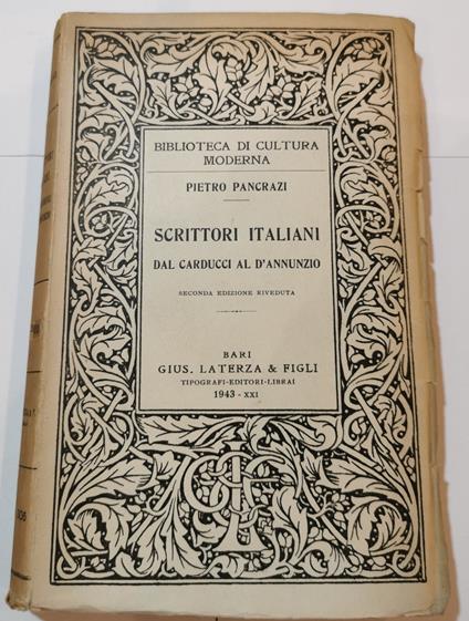 Scrittori italiani dal Carducci al D'Annunzio - Pietro Pancrazi - copertina
