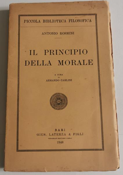 Il principio della Morale - Antonio Rosmini - copertina