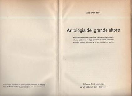 ANTOLOGIA DEL GRANDE ATTORE (s.d.) - Vito Pandolfi - copertina
