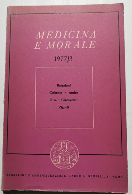 Medicina e morale num. 3 /1977 - copertina