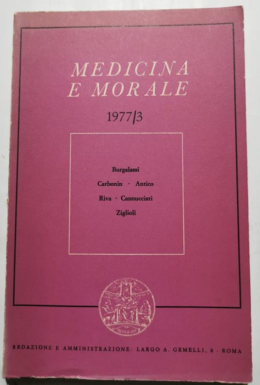 Medicina e morale num. 3 /1977 - copertina