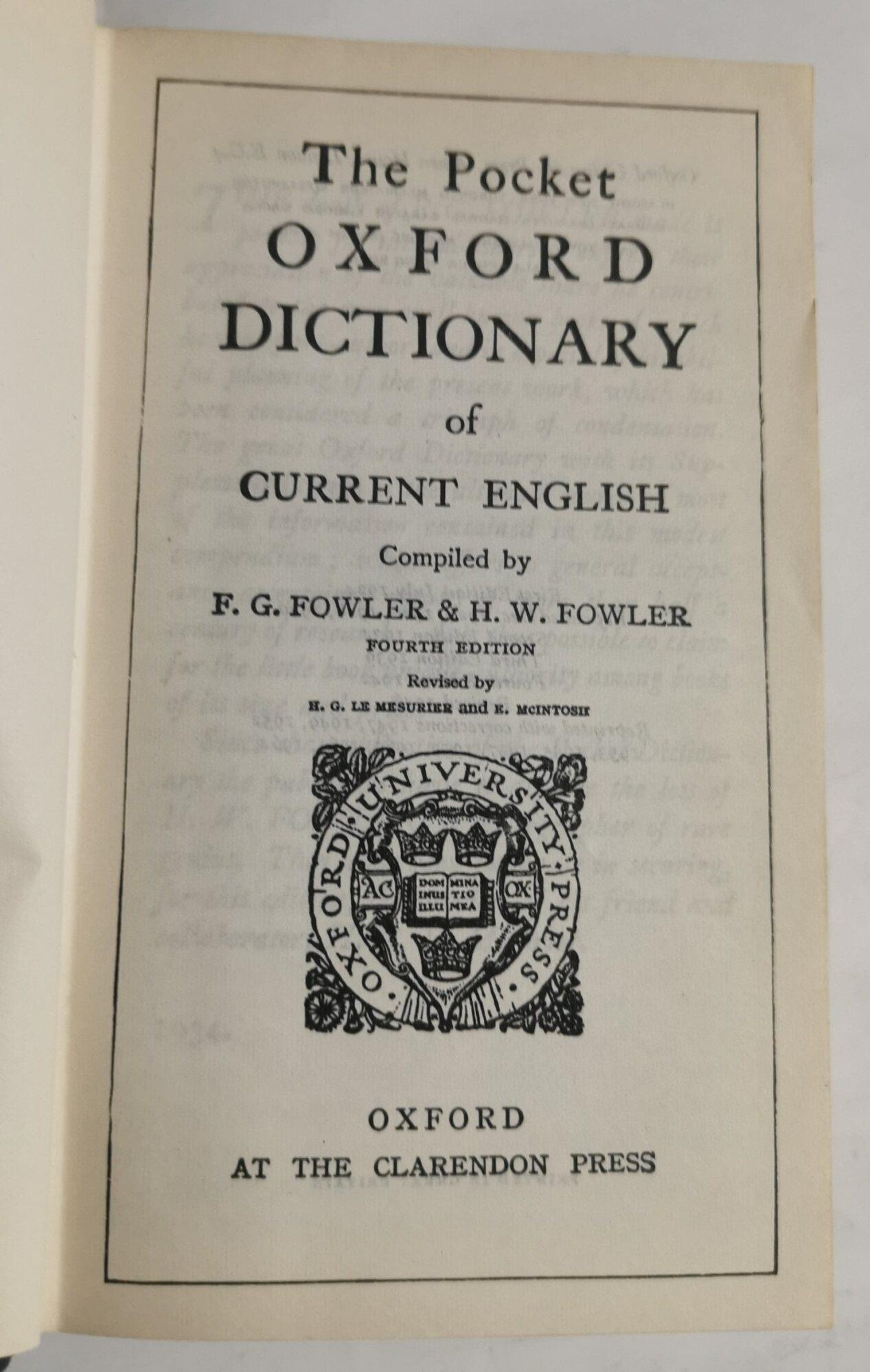 The pocket Oxford Dictionary