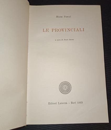 Le provinciali - Blaise Pascal - copertina