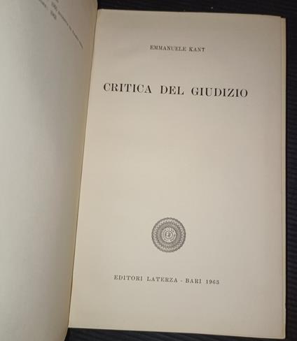 Critica del giudizio - copertina