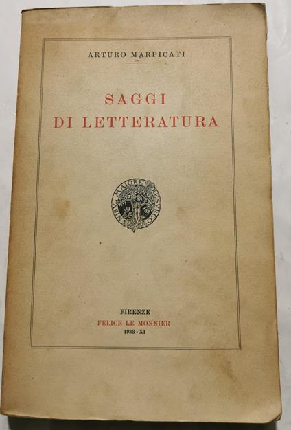 Saggi di letteratura - Arturo Marpicati - copertina