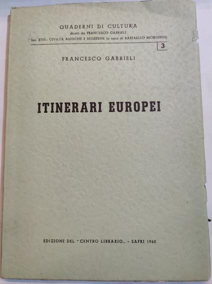 Itinerari europei - Francesco Gabrieli - copertina