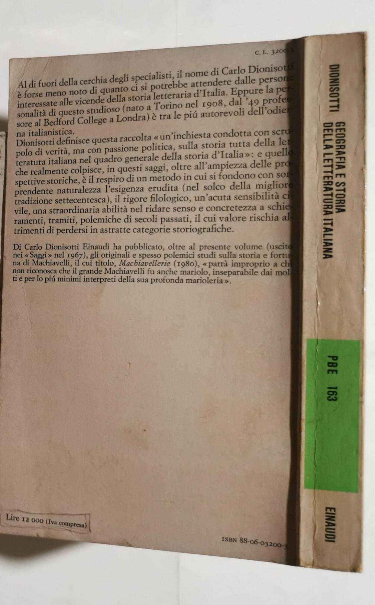 Geografia e Storia della Letteratura italiana