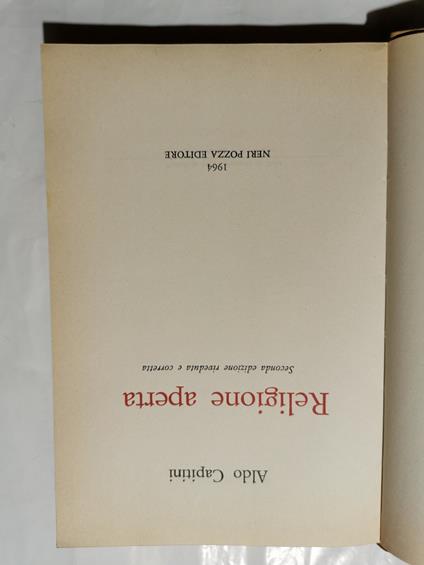 Religione aperta - Aldo Capitini - copertina