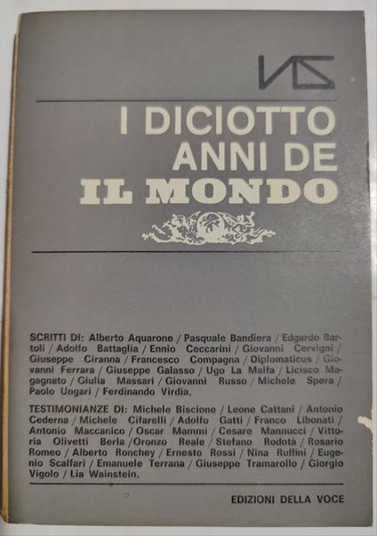 I diciotto anni de " Il Mondo " - copertina