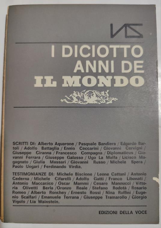 I diciotto anni de " Il Mondo " - copertina