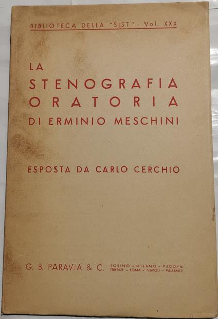 La stenografia oratoria esposta da Carlo Cerchio - copertina