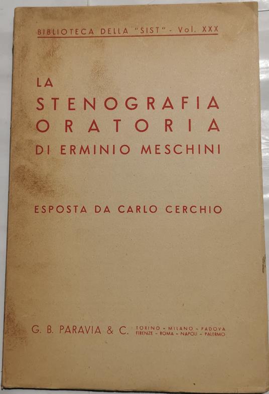 La stenografia oratoria esposta da Carlo Cerchio - copertina