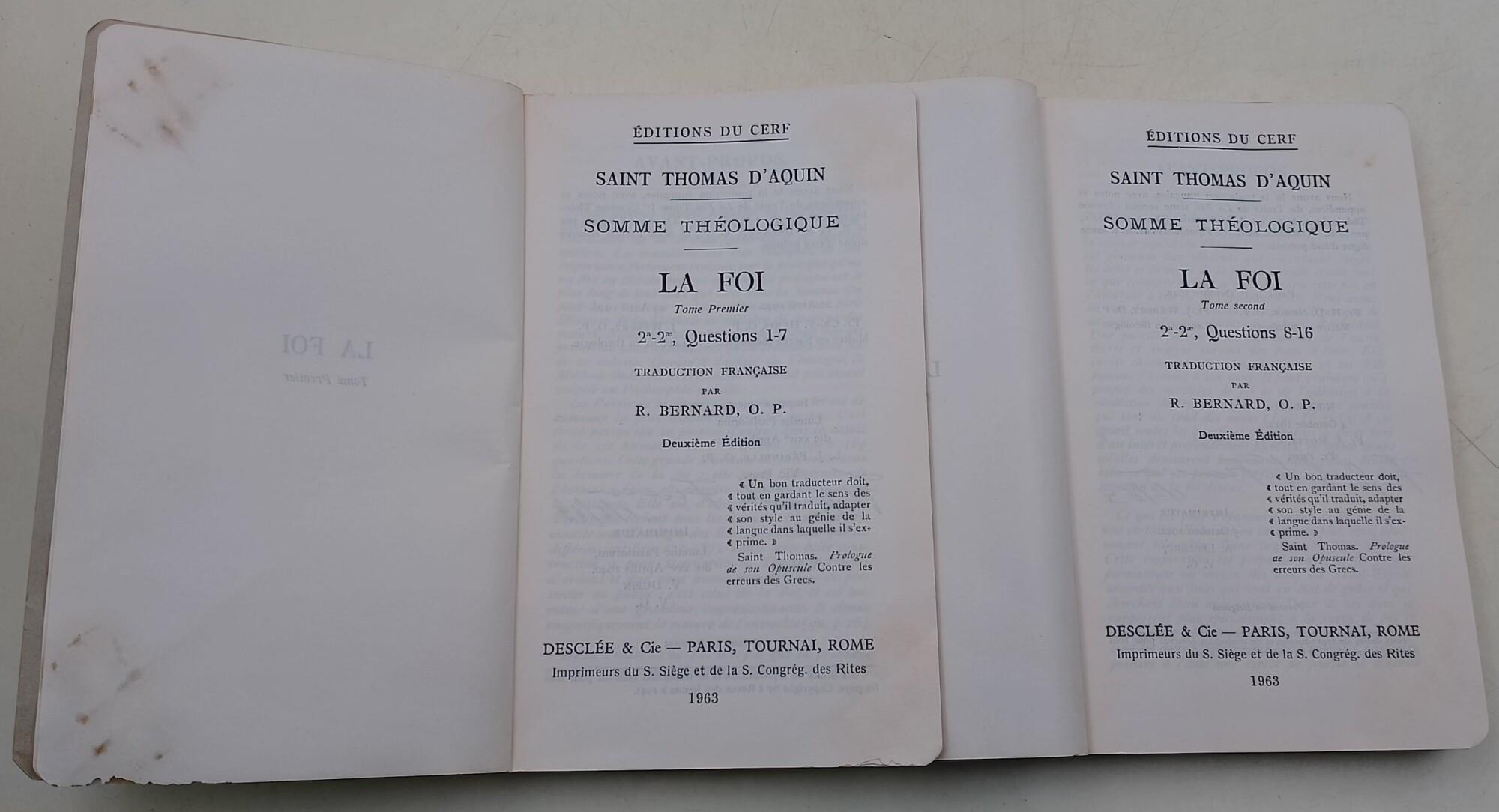 Somme Theologique- La foi- 2 voll