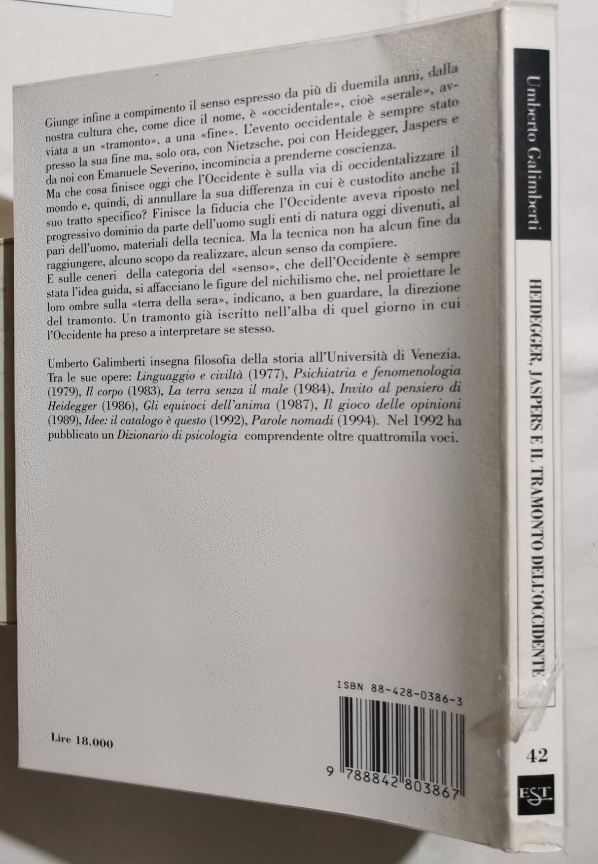 Heidegger, Jaspers e il tramonto dell'Occidente