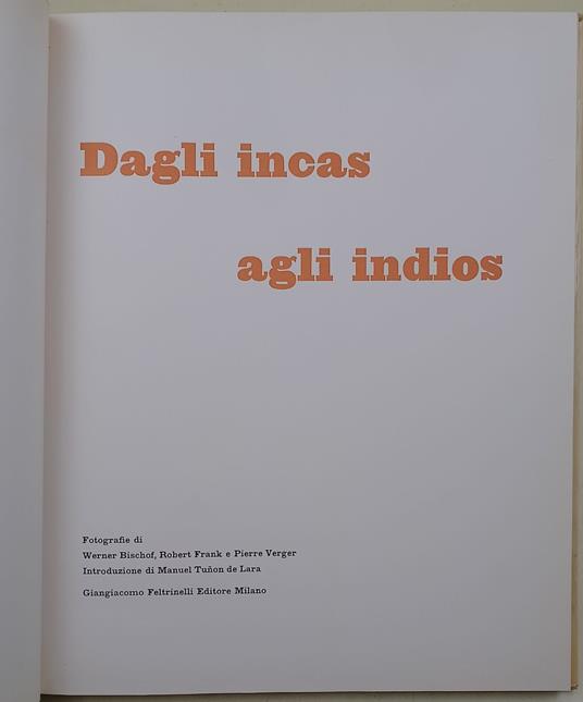 Dagli Incas agli Indios - copertina